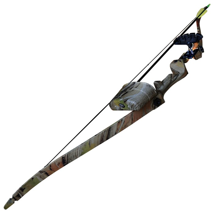 Haller Recurvebogen Set, camo, Fiberglas, 120 cm, 20 lbs, mit 2 Pfeilen und Zubehör